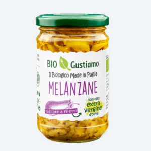 Melanzane con olio extravergine d’oliva 280g Puglia,tagliate a filetti BIO GUSTIAMO